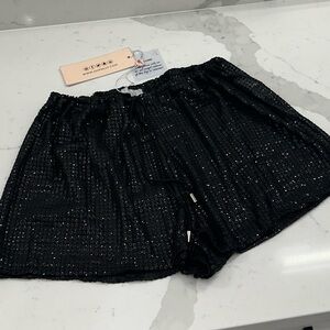 NWT Oh Polly Black Mesh Rhinestone Swim Cover Shorts